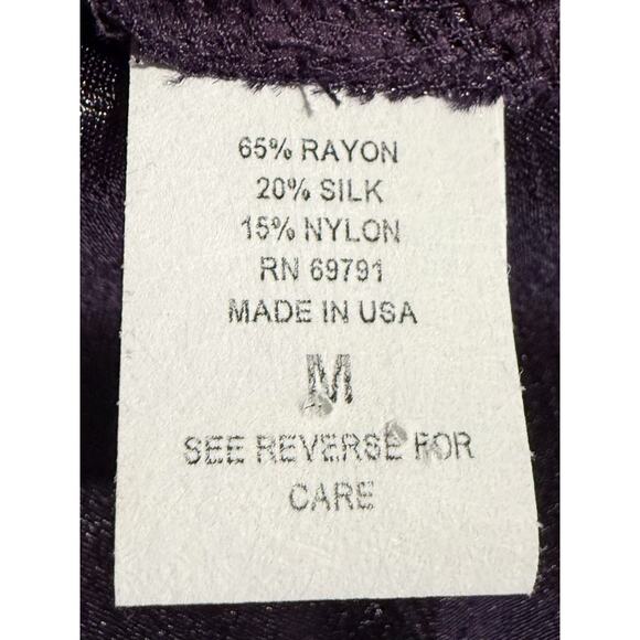 Studio VK Top Sz M Silk Blend Burnout Lace Kimono Whimsigoth Purple Artsy Asian - Picture 11 of 12